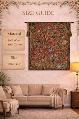 William Morris Acanthe Brown Tapestry Wall Hanging 38 x 28 in - Image 2