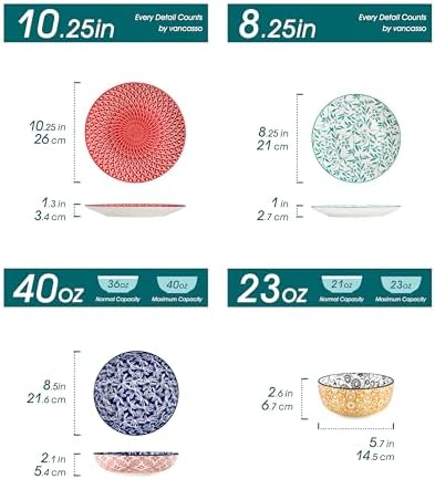 vancasso SELENE Plates and Bowls Set for 6, 24 Pieces Dinnerware Sets, Mircowave and Dishwasher Safe Dishes Set, Porcelain Muted Dinnerware - Image 2