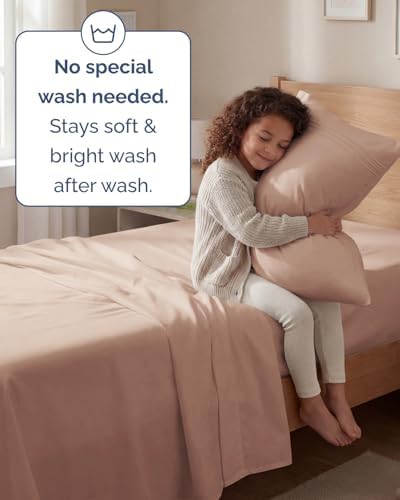Twin Size 3 Piece Sheet Set - Comfy Breathable & Cooling Sheets - Mauve - Image 6