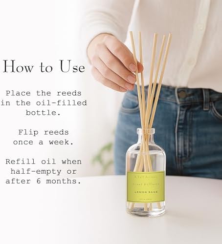 K. Hall Designs Lemon Sage Boxed Diffuser Kit, Citrus & Herbaceous Scent - Image 3