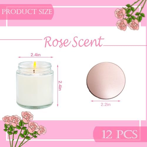 12 Pcs 4 Oz Mini White Soy Candles,Rose Scented Candles Set,Bulk Aromatherapy Candle,Great Stress Relieving Scented Candle for Girls as a Gift for Birthdays, Weddings and More! - Image 2