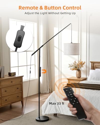 Arc Floor Lamp with Remote Control, LED Reading Light for Living Room - Image 4