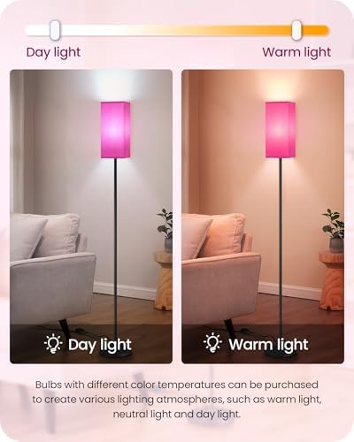 Floor Lamp, Pole Lamp with Foot Switch, Modern Standing Lampshade, Minimalist Freestanding Lamp (Bulb Not Included), for Living Room, Bedroom ETL Listed, Pink Purple and Black Z07LD05 - Image 4