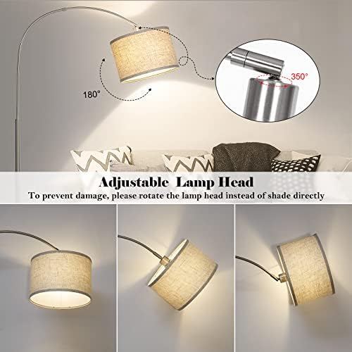 Silver Floor Lamp, Arc Floor Lamp with Adjustable Head and Pedal Switch - Image 3