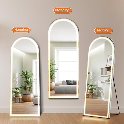Sweetcrispy Arched LED Full Length Floor Mirror, 71"x26" Full Body Mirror - Image 4