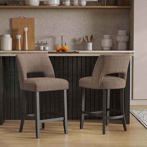 VKNOW Bar Stools Set of 2, 26" Upholstered Counter Height Bar Stools by VKNOW
