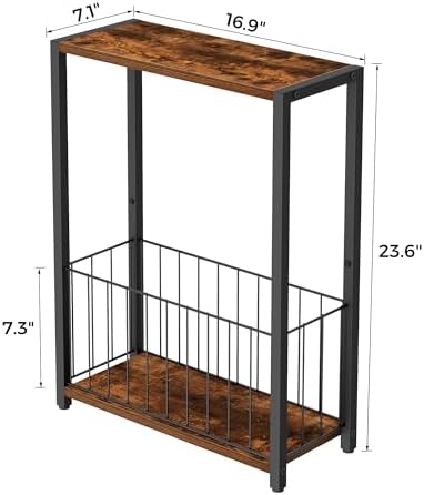 Homleke Narrow Side Table with Magazine Holder, Skinny End Table - Image 6