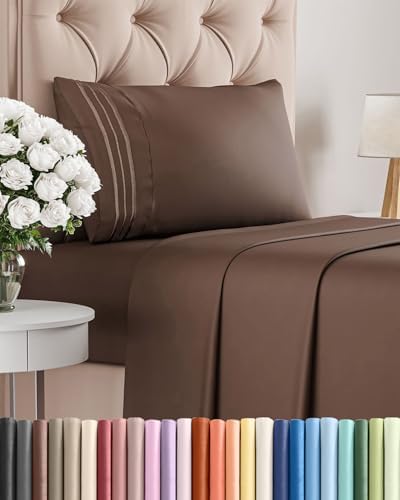 Twin Size 3 Piece Sheet Set - Comfy Breathable & Cooling Sheets - Brown by CGKUnlimited