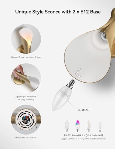 Tubicen Wall Sconce, Modern Dimmable Hardwired Wall Light, Gold, 15.7 Inch - Image 5