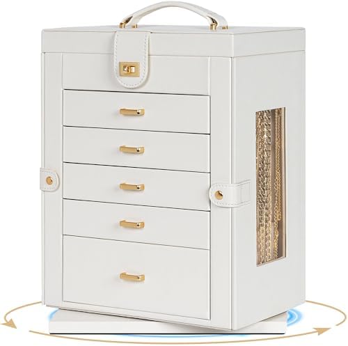 AKOZLIN 6-Tier Jewelry Box Organizer 5 Drawers Storage XXL White - Image 4