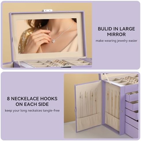 Frebeauty 6-Layer Jewelry Box for Women,Large Jewelry Organizer with Drawer - Image 5