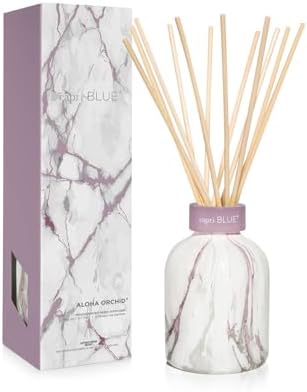 Capri Blue Modern Marble Reed Diffuser Set - Includes Reed Diffuser Sticks, Scented Oil & Glass Bottle - Luxury Scents for Bedroom Decor & Bathroom Air Freshener - Aloha Orchid (5.7 fl oz) by Unknown