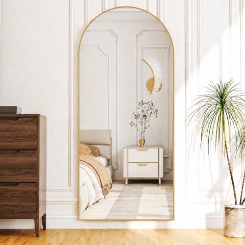 Simple Deluxe Arched Full Length Mirror, 71"x26"Large Floor Mirrors, for Wall Door Bedroom Bathroom Living Room (Gold) - Image 6