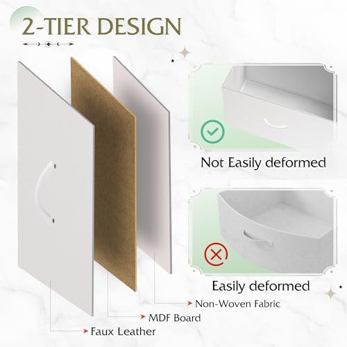 WLIVE White Night Stand, Small Dresser with 2 Drawers & Wooden Top, Nightstand with Fabric Bins, Bedside Table End Table for Bedroom, Closet, Entryway, College Dorm, White - Image 6