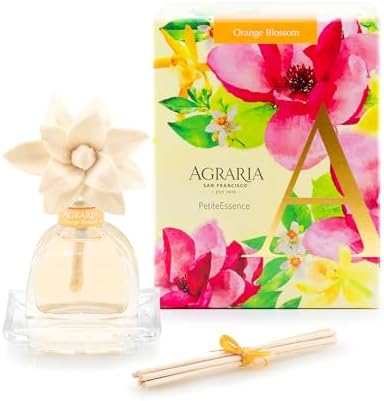 Agraria PetiteEssence 1.7oz Flower and Reed Diffuser Set, Hand Crafted Sola Flower Botanical Air Diffusers for Home, Orange Blossom Decorative Diffuser by Unknown