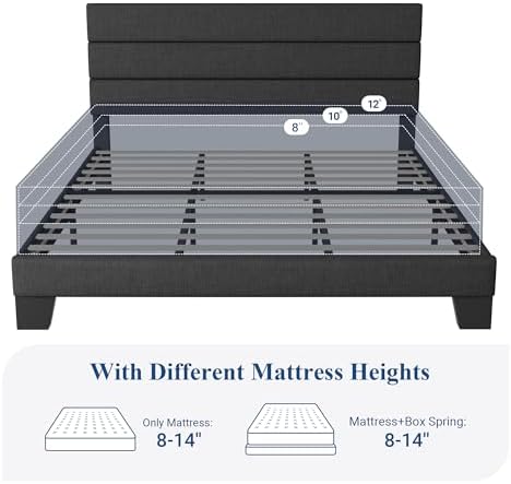 Allewie Cal King Size Platform Bed Frame with Fabric Upholstered Headboard - Image 7
