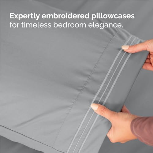 Full Size 4 Piece Sheet Set - Breathable & Cooling Sheets - Steel Blue - Image 6