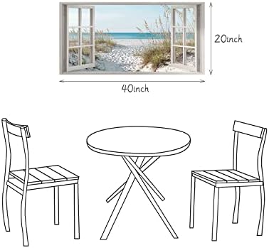 the stream design Beach Window Wall Art Canvas, Coastal Bedroom 40"x20" - Image 6