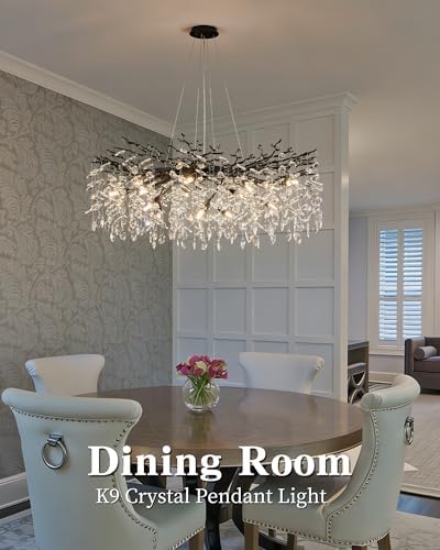Modern Black Tree Branch Crystal Chandelier Luxury Crystal Pendant Lighting 40" Contemporary 14-Light Chandeliers for Dining Room Kitchen Bedroom Living Room - Image 5