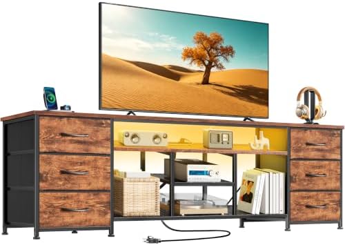 Furologee 71 Inch LED TV Stand, Entertainment Center, Rustic Brown by Furologee