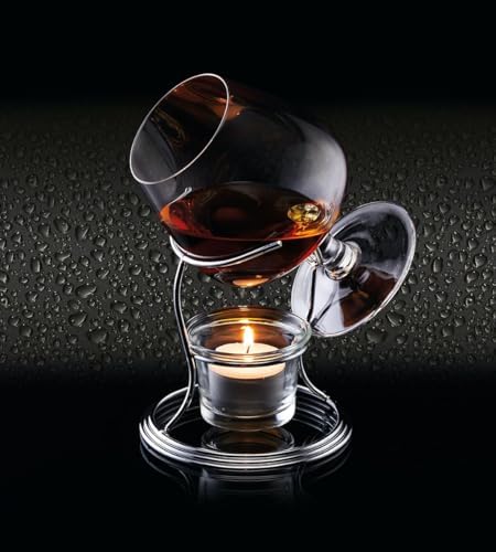 BarCraft Brandy Glass and Warmer Gift Set, 350ml Glass, Tea Light Holder and Metal Stand, 3-Piece Set - Image 3