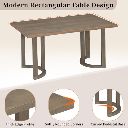 VilroCaz Acacia Wood 7 Piece Dining Table Set with 6 Upholstered Chairs - Image 5