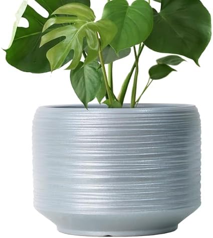 10 Inch Ceramic Plant Pot with Drainage – Large Flower Pot for Indoor Outdoor Plants, Modern Decorative Planter for Patio, Balcony, Garden, or Home Decor by Bestseler