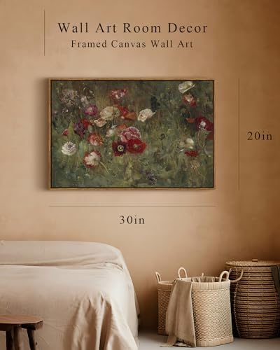 InSimSea Framed Canvas Wall Art Vintage Decor, Flowers Large Wall Art Prints, Flowers Art Modern Farmhouse Decor, Botanical Painting for Office, Bedroom Bathroom Home Decor, 20"x30" - Image 4