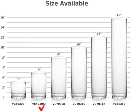 WGVI Quality Thick Clear Cylinder Glass Vase, 3" W x 5" H, Floral Container, Glass Candle Holder, Flower Vases, Wedding Centerpiece, Planter Terrarium, Table Top Home Décor Accent, 6 Pieces - Image 4