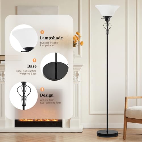 Floor Lamps for Living Room, 70" Tall Torchiere Floor Lamps, Plastic Shade - Image 4