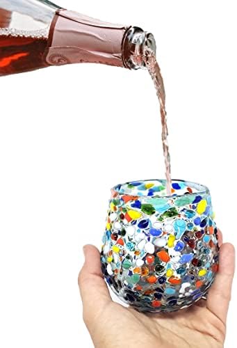 Confetti Rocks 16 oz Stemless Wine Glasses (set of 6), Recycled Glass, Lead-free, Toxin-Free (16oz Stemless) - Image 4