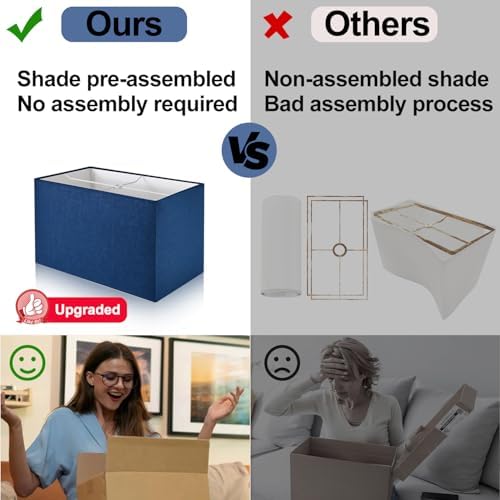 Lynnoland 21" Set of 2 Table lamp with USB A+C & AC Outlets, Touch Control 3-Way Dimmable Nightstand Lamps for Bedroom Living Room Office Reading, Blue Shade Touch Lamps, 5000K LED Bulbs Included - Image 4