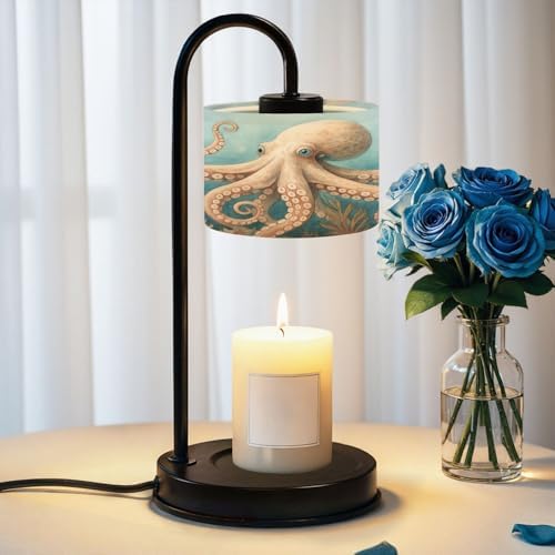 Candle Warmer Lamp with Timer Beach Decor Ocean Sea Turtle Octopus Coastal Teal Vintage Whale Dimmable Wax Warmer with 4 Bulbs for Jar Candles Women Birthday Gifts House Warming New Home Decor by DERUINVAIO