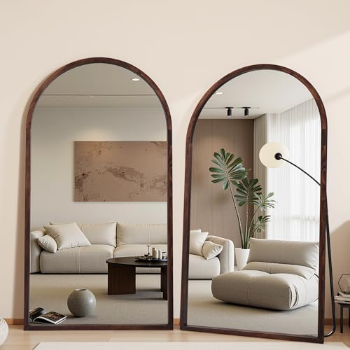 Suidia Full Length Mirror, Oversized Floor Mirror with Solid Wood Frame, Large Standing Mirror for Bedroom Living Room, Wood Antique Style, Dark Walnut, 76" L x 41" W - Image 5