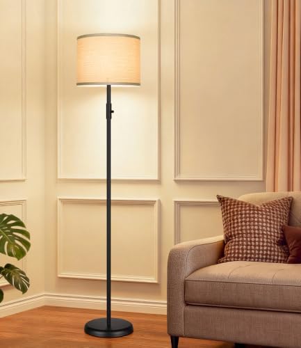 Floor Lamp Simple Design with Shade, Small Tall Lamps for Living Room Bedroom Office Dining Room Kitchen-Black by Yemela