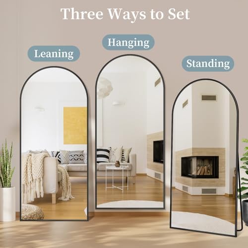 71"x28" Arched Full Length Mirror with Stand,Full Body Floor Mirror - Image 6