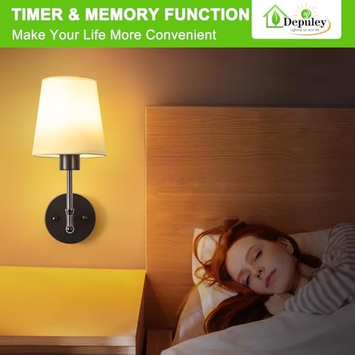 Depuley Battery Operated Wall Sconce: 19.9 Inch Set of 2 Wireless Wall Lights with Remote for Bedroom - Rechargeable 15 Colors Black Wall Lamp for Living Room Hallway Decor - Image 6