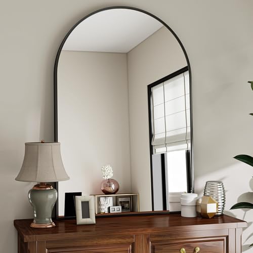 VooBang Large Arched Wall Mirror, 30 x 48 inch Arch Bathroom Mirror Black - Image 2