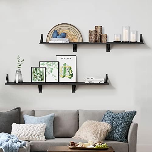 Forbena Black Floating Shelves Bathroom Set of 3, Wooden Wall Book Shelves, Rustic Shelf for Storage, Bathroom Organizer, Living Room, Kitchen, Office (Black) - Image 5
