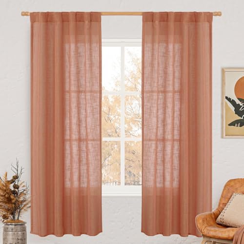 LAMIT Light Filtering Linen Curtains 72 inches Long for Bedroom, 2 Panels by LAMIT