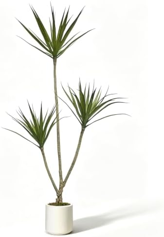 4ft Dracaena Marginata Artificial Plant, 3-Heads Faux Dragon Tree by Unknown
