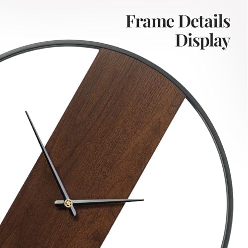 Cuspin 24 Inch Large Wall Clock Modern Rustic Walnut Dial Decorative Clock - Image 4