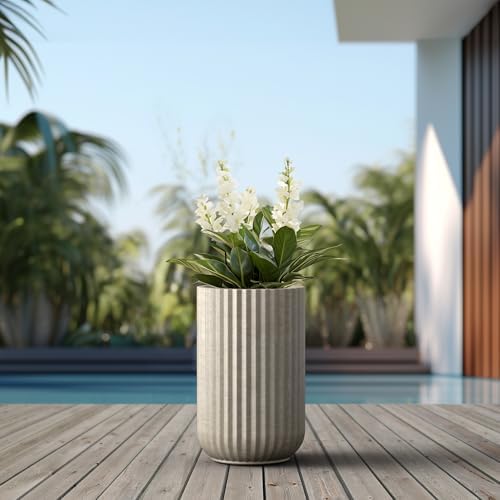 Kante Accent Round Column Weathered Concrete Planter 17.7" Tall, Outdoor - Image 6