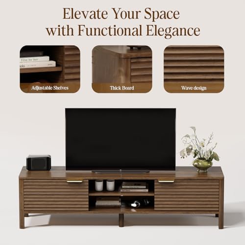 TV Stand for Living Room up to 65 Inch TVs Entertainment Center Walnut 59" - Image 5