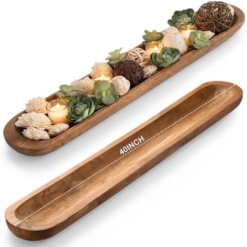 Sawysine 40 Inch Wooden Dough Bowl Decoration Long Bread, Brown by Sawysine