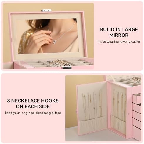 Frebeauty 6-Layer Jewelry Box for Women,Large Jewelry Organizer with Drawer - Image 5