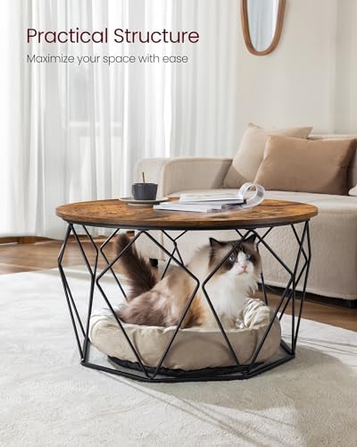 VASAGLE Round Coffee Table, 31.5-Inch Center Table, Diamond-Shaped Frame - Image 4