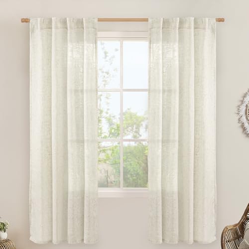 LAMIT Light Filtering Linen Curtains 72 inches Long for Bedroom, 2 Panels by LAMIT