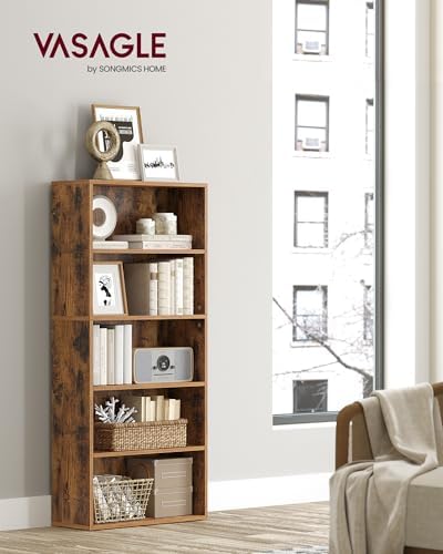 VASAGLE 5-Tier Bookshelf, Storage Organizer, 23.6 x 9.4 x 52.8 Inches - Image 2