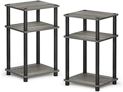 Furinno JUST Toolless 3-Tier Side Table Set of 2, Open Shelf, French Oak - Image 6